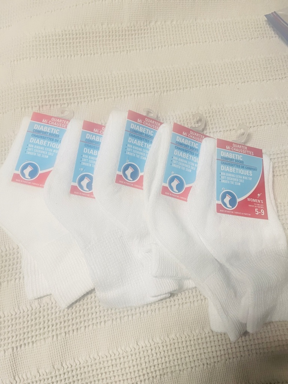 Diabetic Quarter Socks for Women - White (Pack of 5)